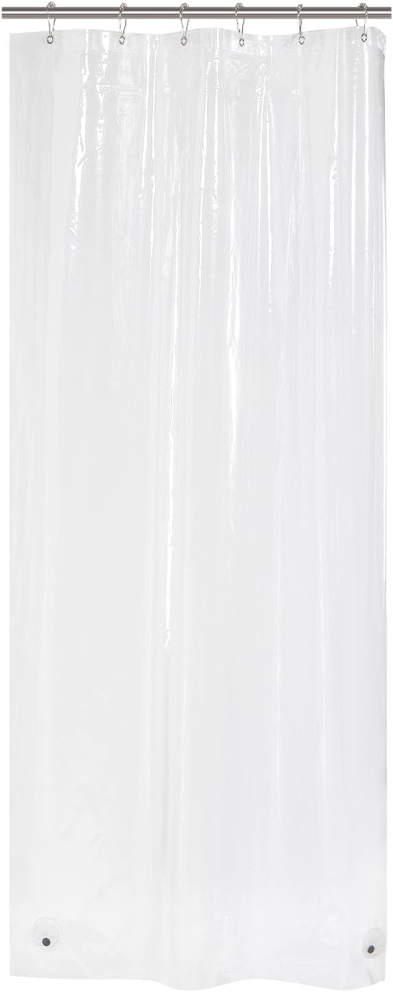 AmazerBath Small Shower Curtain Liner, 36x72 Stall Plastic Clear Shower Curtain Liner, PEVA Cute Narrow Shower Liner, Stand Up Shower Curtain Liners with 2 Magnets and 6 Rustproof Grommet Holes