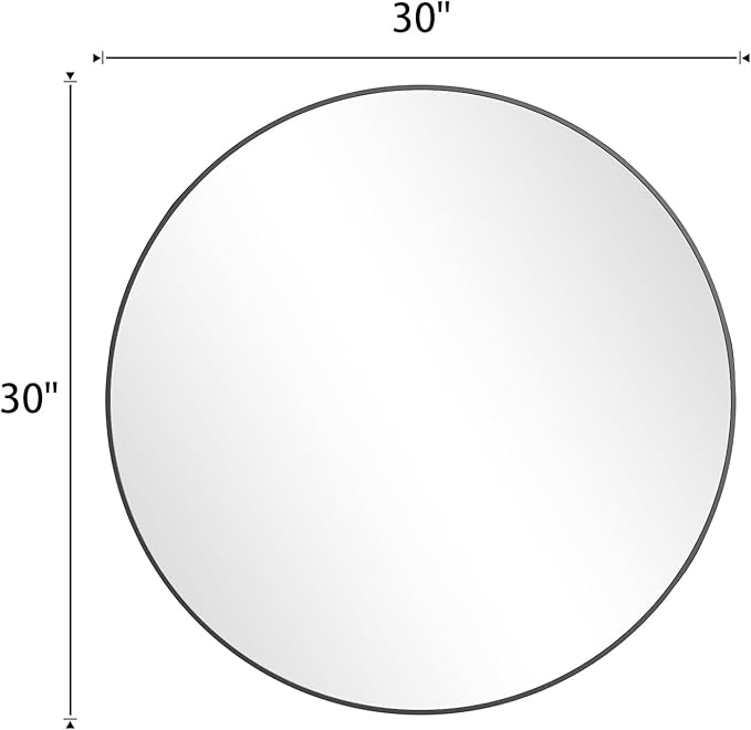 BEAUTYPEAK 30 Inch Round Mirror, Metal Frame Circle Mirror, Wall Mounted for Entryway, Bathroom, Vanity, Living Room, Black