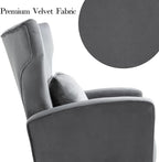 X-VOLSPORT Velvet Accent Chairs Set of 2, Mid Century Modern High Back Living Room Chair with Waist Pillow, Upholstered Arm Chair with Metal Gold Legs for Bedroom, Club, Grey