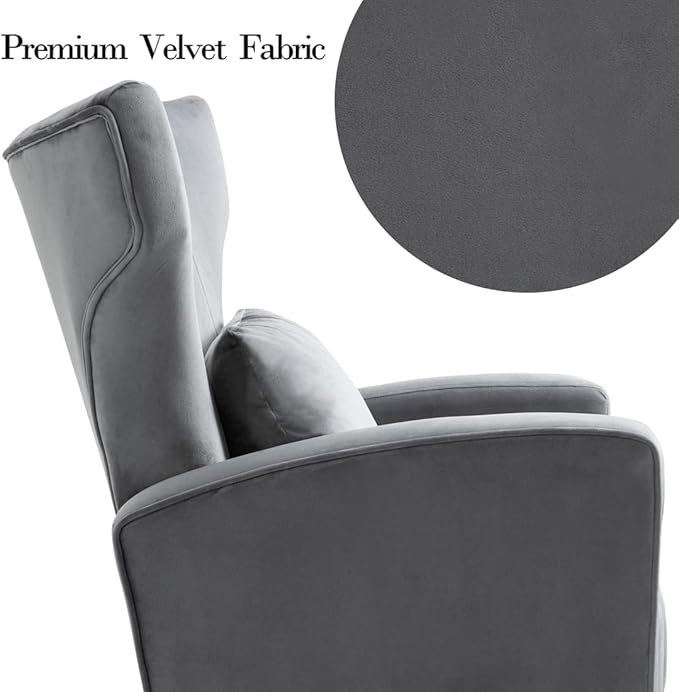 X-VOLSPORT Velvet Accent Chairs Set of 2, Mid Century Modern High Back Living Room Chair with Waist Pillow, Upholstered Arm Chair with Metal Gold Legs for Bedroom, Club, Grey