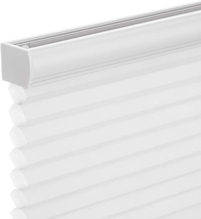 Changshade Cordless Cellular Shades, Light Filtering Honeycomb Shades for Windows, Pull Down Pleated Blinds, Easy to Install for Indoor Windows and French Doors,36" W x 48" H, White