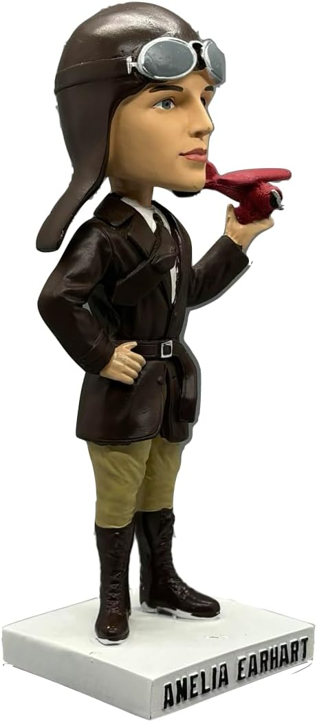 Amelia Earhart Collectible Aviation Bobblehead, Premium Polyresin Statue, Historical Woman Explorer and Pilot