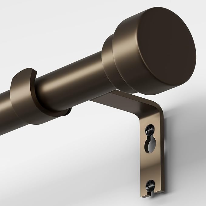 Oneach Brown Curtain Rods for Windows 66 to 120 Inch, 1 Inch Pole Adjustable Length Heavy Duty Metal Curtain Rod Set, for Outdoor Bedroom Kitchen Living Room (16 to 120 Inch)