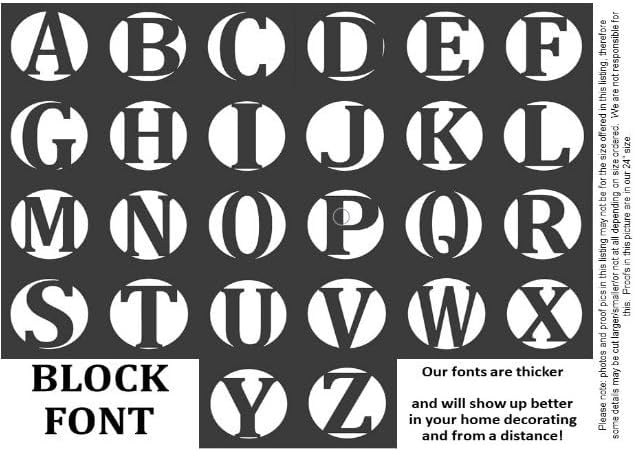 Block Initial Decor for Double Doors, Metal ACM Initial Sign for Home, Block Font Weatherproof Decor Single Letter Circle Monogram Wreath, Made In USA, 18 Inches Round