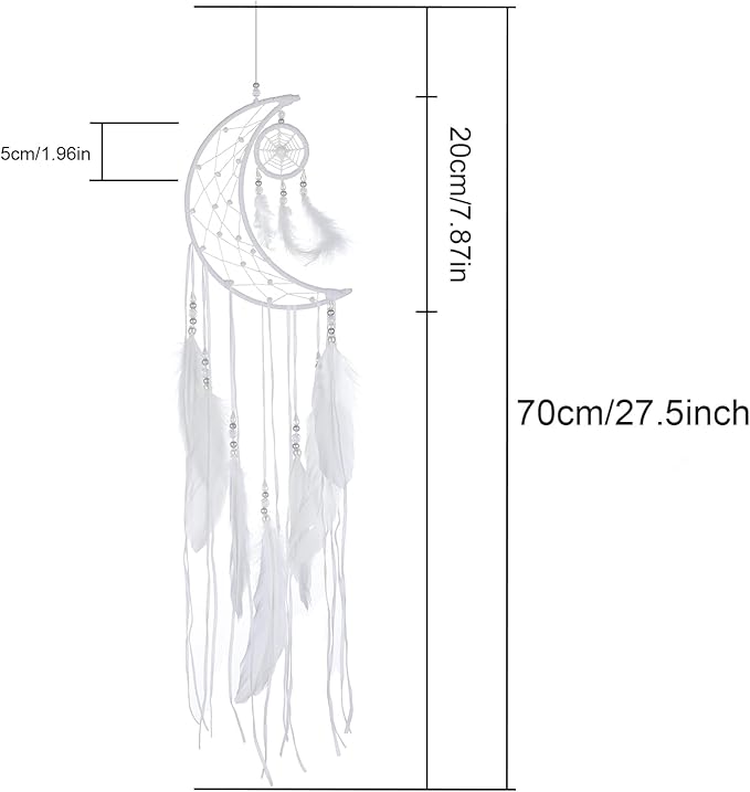 Jetec 3 Pcs Dream Catcher Moon Sun Star Design Handmade Traditional Craft Ornament Wall Hanging Home Decoration Bedroom Wedding Halloween Christmas Decorations(White)