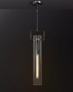 Modern Black Pendant Light, 21.6'' kitchen pendant lighting over island, Adjustable Height Glass Pendant Light Fixtures Large Pendant Lights Kitchen Island, for Dinning Room Farmhouse Bedroom Bathroom