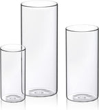 WDHODEC Hurricane Candle Holders for Pillar Candles, Clear Glass Cylinder Vases for Flowers, Votives for Wedding Party Centerpieces 10" 7.8" 6" Set of 9