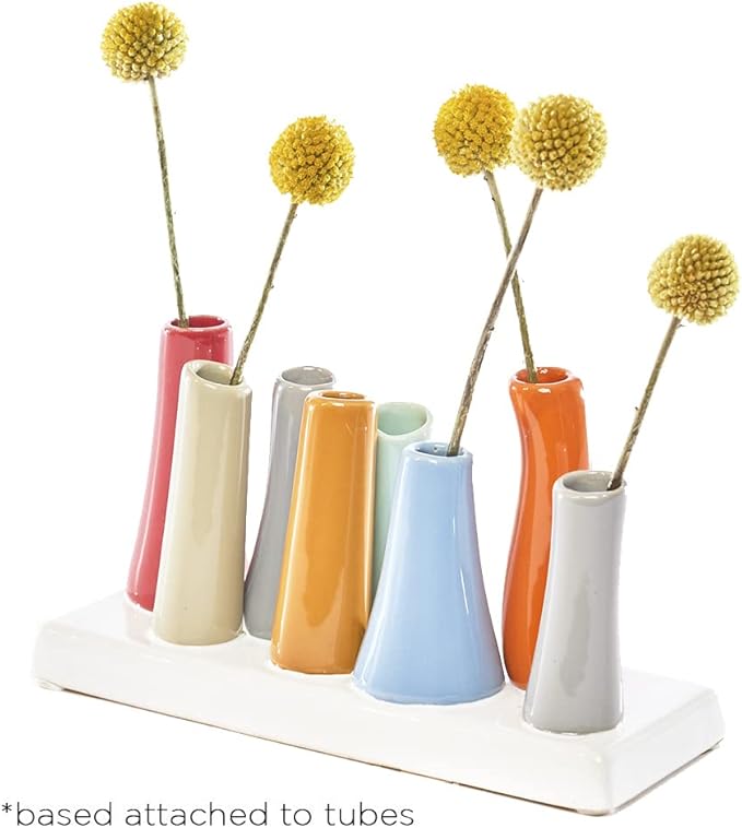 Chive - Pooley 2, Ceramic Flower Vase, 8-Tube Shape (Orange)