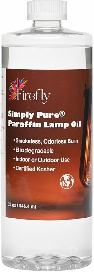 Firefly Kosher Odorless Paraffin Lamp Oil - Clean, Smokeless, Virtually Odorless, Long-Lasting- 32 Oz