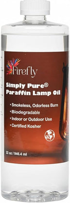 Firefly Kosher Odorless Paraffin Lamp Oil - Clean, Smokeless, Virtually Odorless, Long-Lasting- 32 Oz