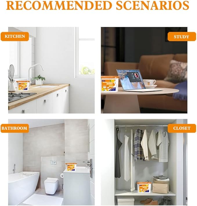 CANAGER Moisture Absorber Box - 6 Packs, 12.5 oz Cup, Jasmine Calendula, Odor Eliminator and Dehumidifier for Closet, Bedroom and Kitchen.