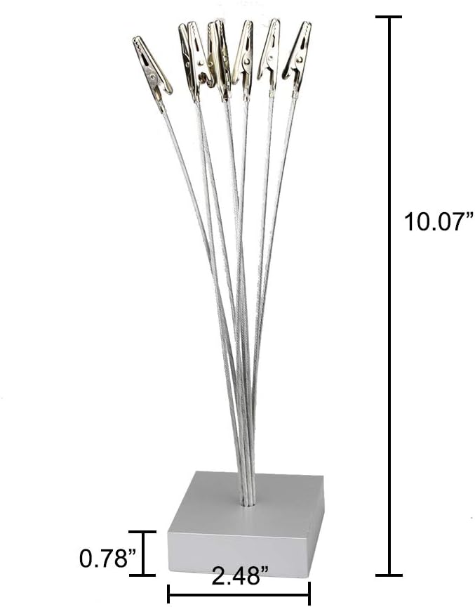 8-Branch Family Tree Picture Frame Holder, Card Photo Clips Holder Desk Stand for Memo Paper Note Photo Christmas Wedding Card Display (Silver Alligator Clip)