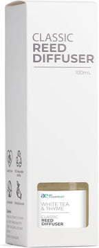 Classic White Tea & Thyme Reed Diffuser Set - Decorative Fragrance Diffuser & Oil for Bathroom & Home | Long-Lasting Aroma | Natural Scent Sticks | Essential Oils & Botanicals| 100mL