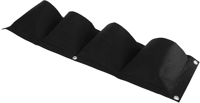 Atyhao Vertical Hanging Outdoor Wall Planter 4Pcs 4 Pocket Plant Grow Bag Wall Mounted Reusable Degradable Felt Garden Planter Herbs, Succulents Artificial Pl or Flowers. (Black)