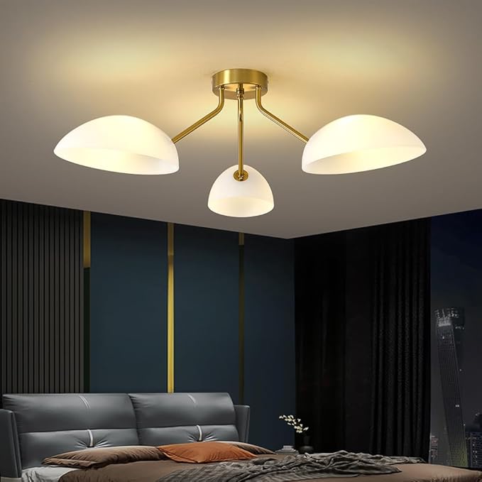 31.5”Gold-Plated Modern Ceiling Light Chandelier Light Fixture for Bedroom and Living Room Ceiling - Adjustable Light and Color with Acrylic lampshade - Sputnik Ceiling Light
