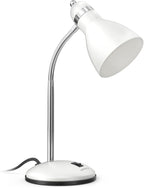 LEPOWER Metal Desk Lamp, Adjustable Goose Neck Table Lamp, Eye-Caring Study Desk Lamps for Bedroom, Study Room and Office (White)