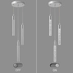 Modern Light Fixture Kitchen Island Pendant Light Dimmable LED Chrome Pendant Lights Mini Crystal Pendant Lighting for Bedroom Dining Room Living Room（3-Light ）