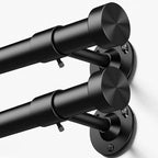 2 Pack Heavy Duty Curtain Rods 32-150 Inch, 1 Inch Adjustable Extra Long Curtain Rods for Windows, Black Window Treatment Rod Set with Aluminium Finials, Modern Design