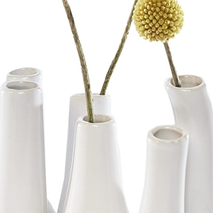 Chive - Pooley 2, Ceramic Flower Vase, 8-Tube Shape (White)