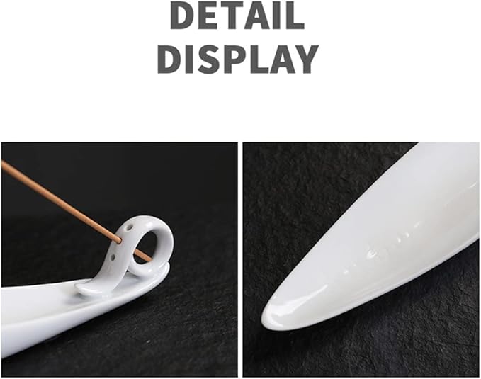 9" Length Incense Stick Holder with 3 Holes, White Porcelain Incense Tray Ash Cather for Spa, Meditation Room, Yoga, Home, Office (White)