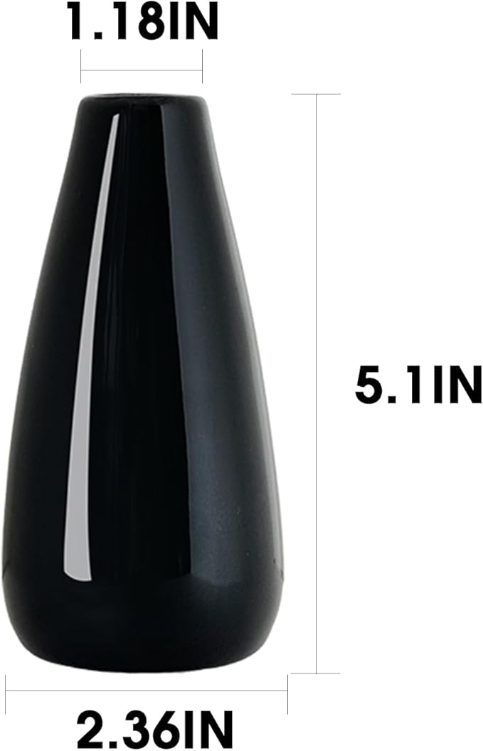 Modern Black Ceramic Vase Set of 16 for Living Room Bedroom 5.1'' Minimalist Fresh Flower Vases for Home Decor Office Fireplace Centerpieces Nordic Style Gift for Fake Plant 16 Pack