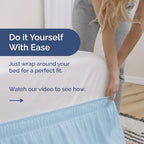 Wrap Around Dust Ruffle Bed Skirt - Light Blue - Twin/Twin XL Size Beds with 12 Inch Drop - Elastic Strap - Adjustable Pleated Bedskirt with Brushed Fabric and Wrinkle Free - Women, Men, Kids & Teens