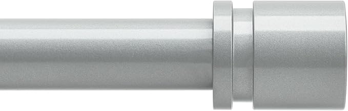 Curtain Rods for Windows 16 to 240 Inches Adjustable Length 1 Inch Diameter Window Curtain Rod with Aluminium End Cap, Silver Gray