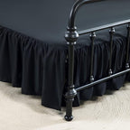 Bed Skirt Full Size Ruffled Bed Skirt with Split Corners, 12 Inch Drop Dust Ruffle Bed Skirt with Platform, Black