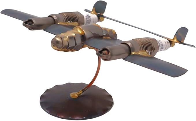 P-38 Lightning Collectible Handmade Metal Art Figurine, Desk Accessories, Trophy, Boss Gift, Home Office Décor, Aircraft
