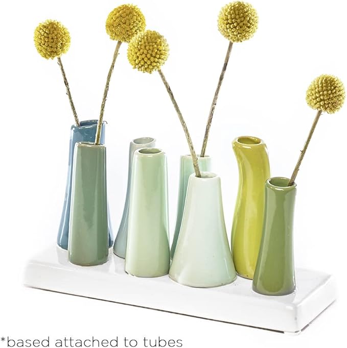 Chive - Pooley 2, Ceramic Flower Vase, 8-Tube Shape (Chartreause)