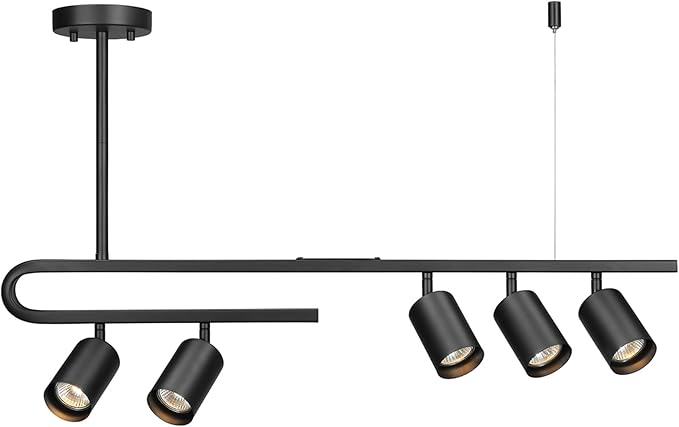 Globe Electric 64000121 32" 5-Light Track Lighting, Matte Black, Side Canopy, Pivoting Track Heads, Side Canopy