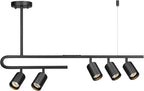 Globe Electric 64000121 32" 5-Light Track Lighting, Matte Black, Side Canopy, Pivoting Track Heads, Side Canopy
