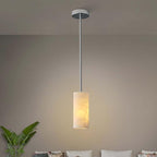 Alabaster Pendant Light Kitchen Island, H-9.5in Nickel Pendant Light Fixtures with Natural Marble Shade, Adjustable Ceiling Pendant for Dining Room, Living Room, Bedroom & Bathroom