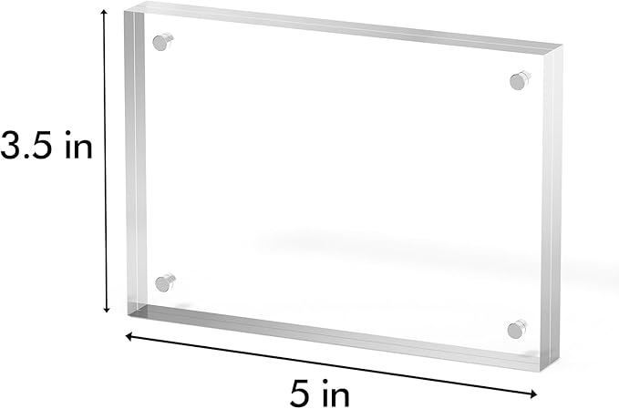 3.5x5 Acrylic Picture Frame 1 Pack, Clear Freestanding Double Sided Frameless Magnetic Photo Frames, Desktop Display Decor Gift