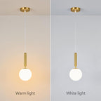 Modern Hanging Light Fixture Pendant Lighting for Kitchen Island Mid Century Gold Pendant Lights with Globe Milky White Glass Pendant Light for Bedroom Bathroom Entryway (3 Pack)