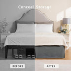 MIYE Pleated Waffle Weave Bed Skirt, Tailored Dust Ruffle 14 Inch Drop Easy Fit, Machine Washable (Dark Grey, Full - 14" Drop)