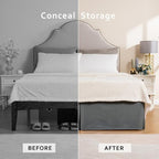 MIYE Pleated Waffle Weave Bed Skirt, Tailored Dust Ruffle 22 Inch Drop Easy Fit, Machine Washable (Dark Grey, Full - 22" Drop)