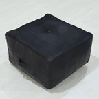 Square Shaped Buffalo Leather Handmade Eco-Friendly Black Pouf - Square Pouf, 21" x 21" x 12", Geometric Pouf, Buffalo Leather Pouf, Recycled Foam with Fibre Fill Stuffed Pouf, Seating Pouf PF25