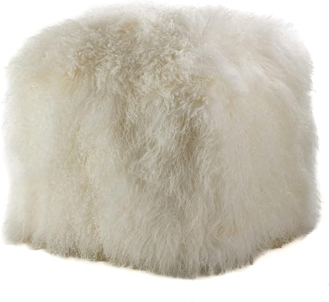 SARO LIFESTYLE Mongolian Lamb Fur Wool Pouf