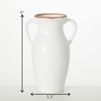 Sullivans Modern Vase with Handles, Modern Home Decor, Flower Vase, Ceramic Vases for Your Living Room, Home Office, and Kitchen, Minimalist Shelf Decor, Vases for Real or Fake Flowers (CM3125) White