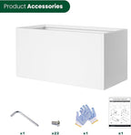 White Steel Planter Outdoor Indoor Planter Box Galvanized Steel Metal Large Planters Rectangular Flower Pot 31.5 In L x 16 In W x 16 In H Modern Commercial Residential for Trees Patio Deck Yard Garden