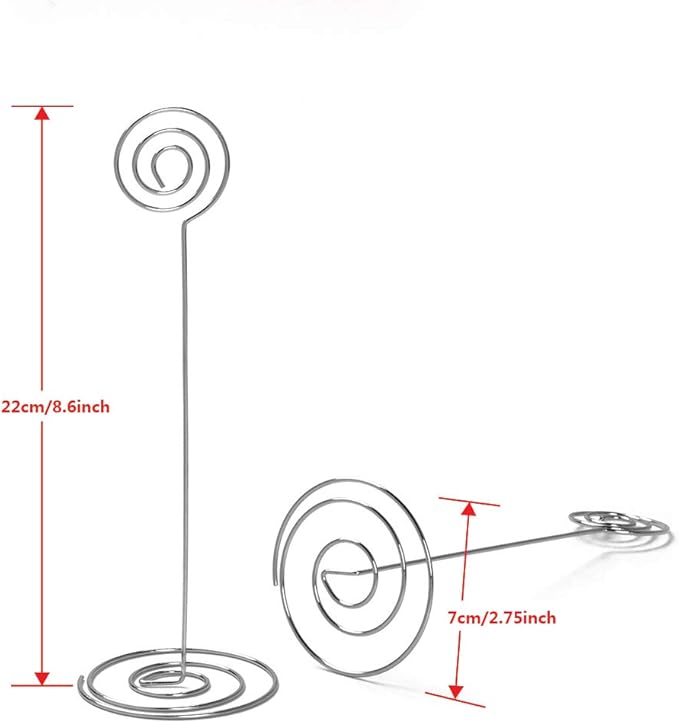 Place Card Holders - 10pcs 8.6" Tall Table Card Holders Table Number Holders Table Picture Stand Wire Photo Holder for Place Cards Wedding Party Office Desk Name Memo Menu Clips (Silver)