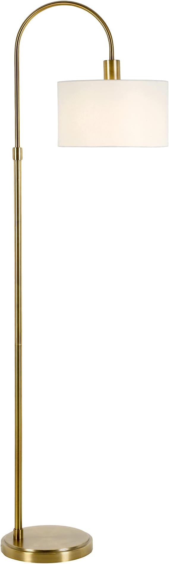 Veronica Arc Floor Lamp with Fabric Shade in Brass/White