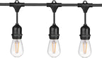 Sunlite 80571 24ft Outdoor String Lights, 1.5W Commercial Grade, Waterproof, Linkable Strands, UL Listed, 7 Hanging Sockets, Shatterproof LED Edison Bulbs Included, 2700K Warm White