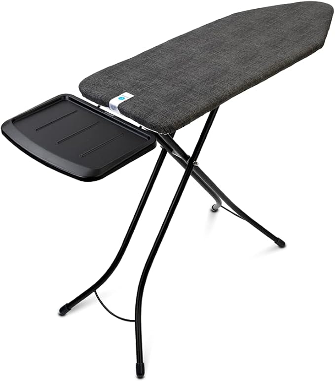 Brabantia Ironing Board C, XL Steam Unit Holder, Adjustable Height, Non-Slip Rubber Feet, Foldable, Denim Black, Size C (49 x 18 inches), Metal Frame, Free Standing, 63 inches