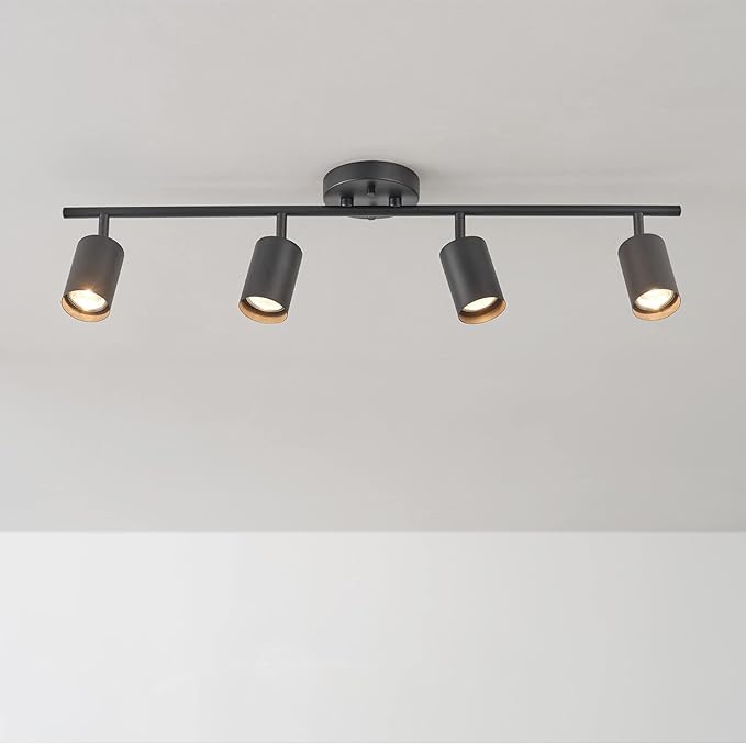 Globe Electric 64000012 30" 4-Light Track Lighting, Matte Black, Track Ceiling Light, Track Lighting Kit, Vintage, Ceiling Light Fixture, 4 Bulb Kitchen Light, Dining Light Fixture, Bulb Not Included