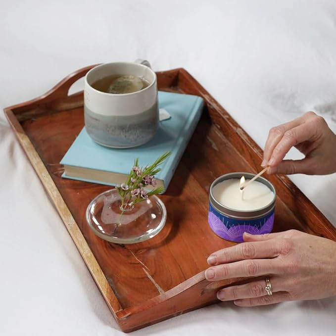 GoodLight Paraffin-Free Scented Candle, Clean Burning Non-Toxic Tin Candles, Lavender Essential Oil Scented Travel Candle 6oz