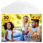YixangDD 30 Pack Magnetic Picture Frame, 4 x 6 Inches Fridge Magnetic Photo Frames, Magnetic Photo Frames for Refrigerator, Home, School, Office (White)