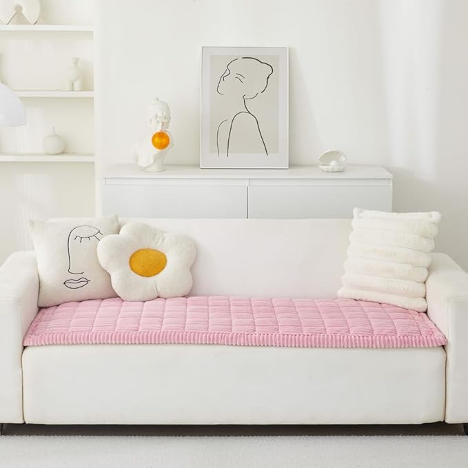 Couch Cover for Dogs Washable, Fuzzy Pet Couch Covers for 3 Cushion Sofa Pet Friendly, Non Slip Sofa Cover (Pink, 27.6" x 70.9"/70 x 180cm)