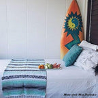 Del Mex Classic Mexican Blanket, Large Authentic Woven Falsa Throw (70"x50"), Artisan Southwest Décor for Beach, Yoga, Outdoors (Mint/Gray)